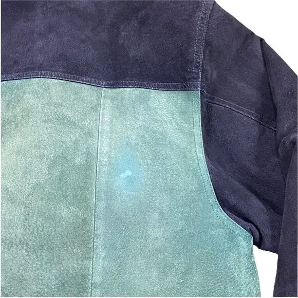 Outbrook Hooded Color Block Suede Coat Jacket Ladies Large Black Green Burgundy - Picture 9 of 16